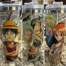 40oz Insulated Stainless Steel Tumbler With Handle & Straw Anime Themed 20