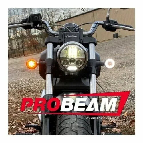 Custom Dynamics ProBEAM Dynamic Ringz Front LED Turn Signals Chrome Scout 15-24 - Picture 2 of 2