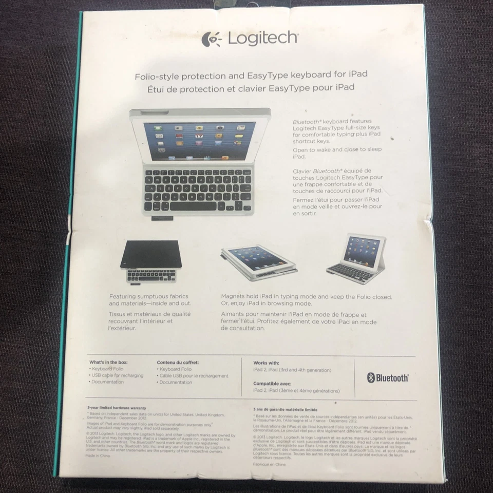 Logitech Keyboard Folio Protective Case for iPad 2 3 4 Rechargeable Bluetooth - Image 3 of 4