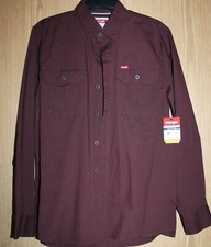 WRANGLER Men's Five Star Heritage Relaxed Fit L/S Button-Up Shirt Wine Small NEW