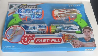 Set Of 4 ZURU X Shot Skins Fast Fill Water Toy Guns Blasters 3.3fl Oz 30ft New