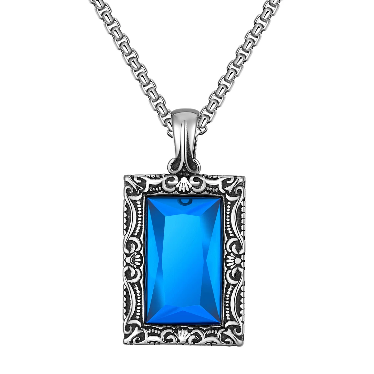 Blue sale necklace men