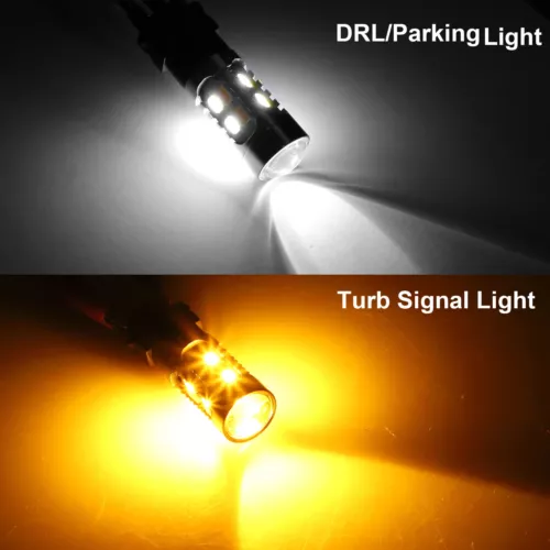 4X 3157 3156 LED DRL Switchback Turn Signal Light Bulbs 4157na 3457a White/Amber - Bild 3 von 13