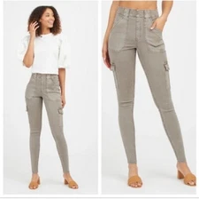 Spanx Stretch Twill Ankle Cargo Pant High Waist Desert Dune 20311R Sz S NEW