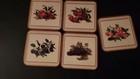 Used Vintage Pimpernel Set of 5 COASTERS Fruit Design Cork 4"x4" — photo 1