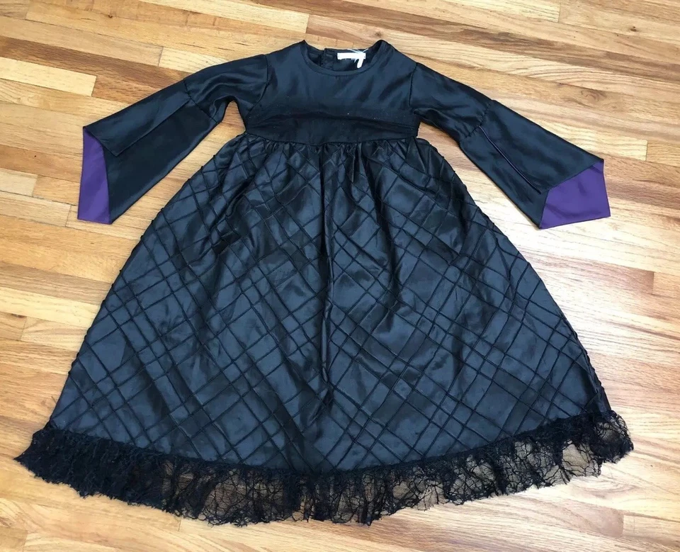 Pottery Barn Kids Witch 5/6 Costume A-Line Dress Girls Black Halloween Lace Hem - Image 2 of 4