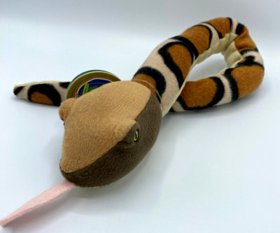 Eco Buddiez Brown Snake Plush with new tag, has black mark on neck 26''