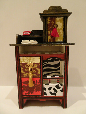Miniatur 1:12 Diele Schrank OOAK passend für MacKenzie-Childs Puppenhaus Unikat