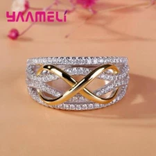 Infinity Love Ring 925 Sterling Silver Bowknot Eternity Jewelry for Women Girlfr