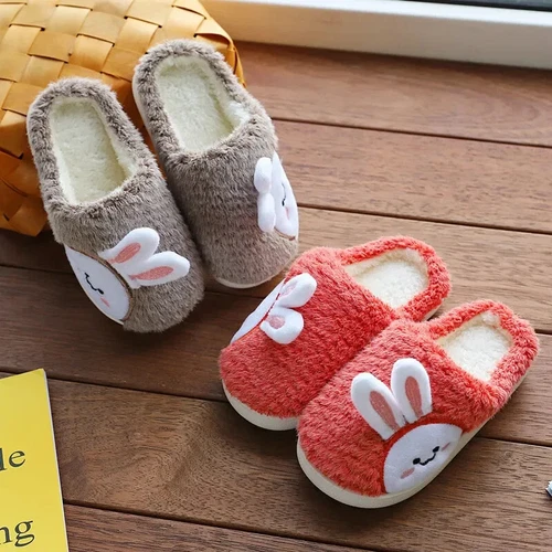 Neu Slipper für Zuhause pelzig süß Flip Flop Kaninchen drinnen Holzboden warm Baumwolle - Bild 10 von 21