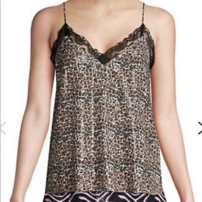 Olivia Rubin Flora Leopard Sequin Cami Lace Trim Top Womens US 2 NWT