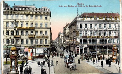 Unter den Linden with a view of Friedrichstrasse, Berlin, Germany Postcard c1925