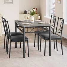 5 Piece Dining Table Set for 4, Kitchen Table with 4 Upholstered Chairs Dinette