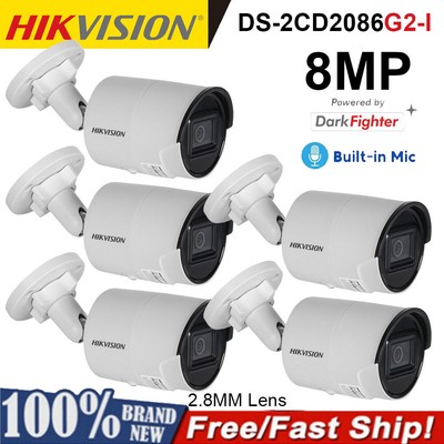 1-5PCS Hikvision DS-2CD2086G2-I 4K 8MP POE DarkFighter AcuSense Bullet IP Kamera