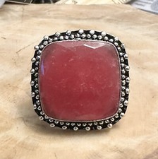 Lovely Detailed Large Lab Created Rough Ruby 925 Silver Ring Sz 7 Tested