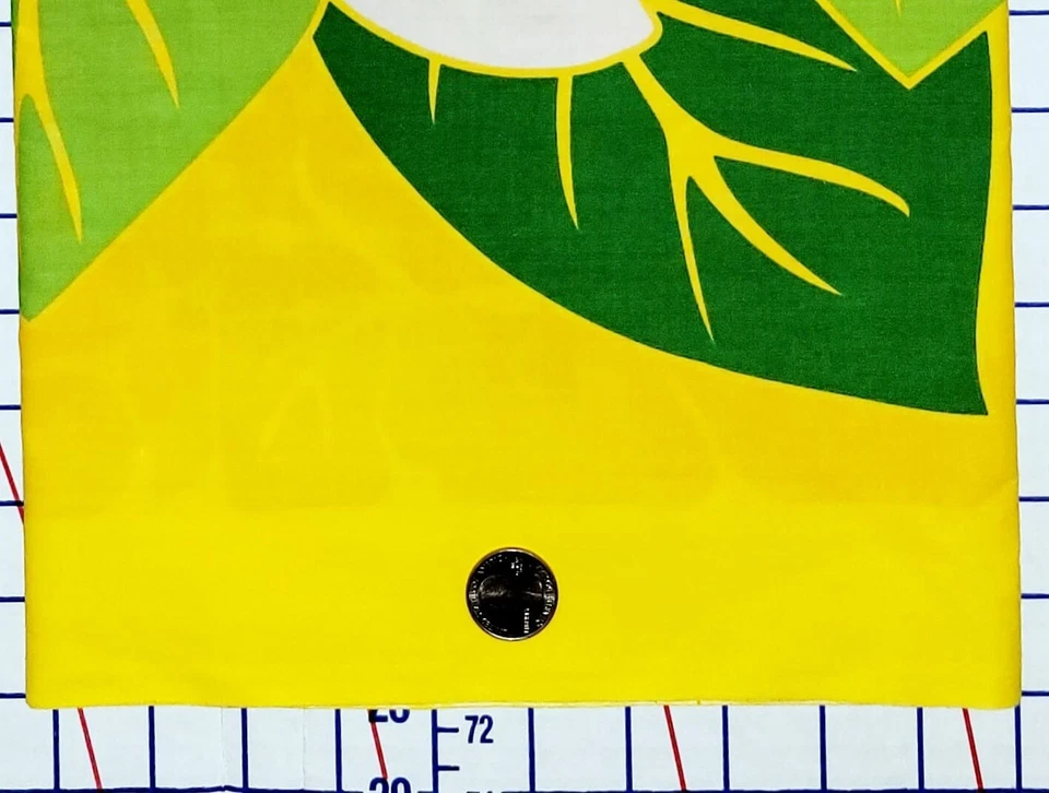 Tela verde amarilla flor hibisco floral estampado borde hawaiano 1 1/4 yarda Foto 2 de 4