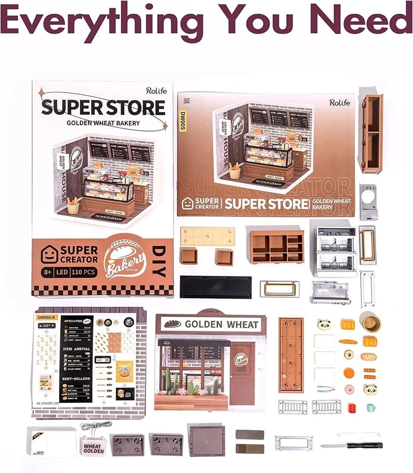 Rolife Super Panadería Rompecabezas 3D Miniatura Casa Kit para Adultos Niños Regalos de Navidad Foto 3 de 4