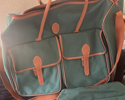 Polo Ralph Lauren 3 Piece Travel Bag Set Green Canvas Brown