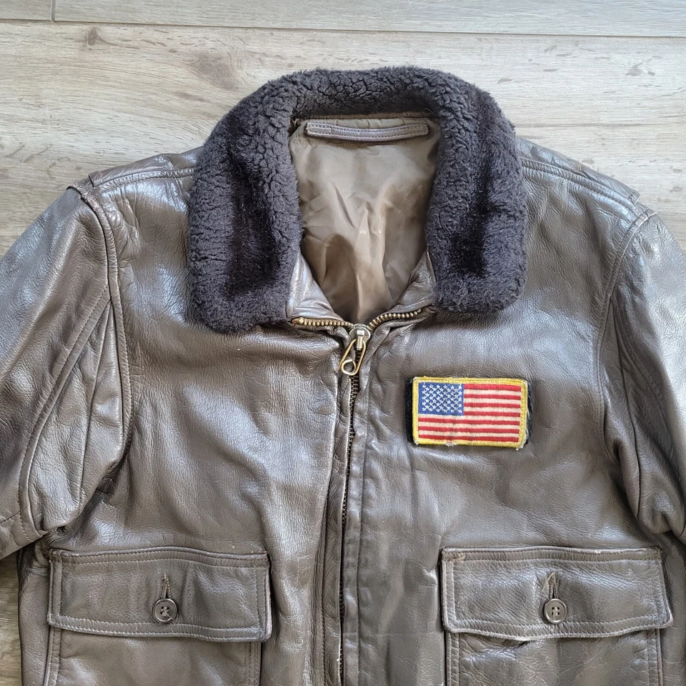G-1 US Navy Leather Flight Jacket Bauer Bomber Jacket WWII USN - Image 2 of 4