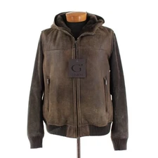 Gimo's NWT Full Zip Shearling Leather Jacket Size 56 (2XL US) In Brownish Green