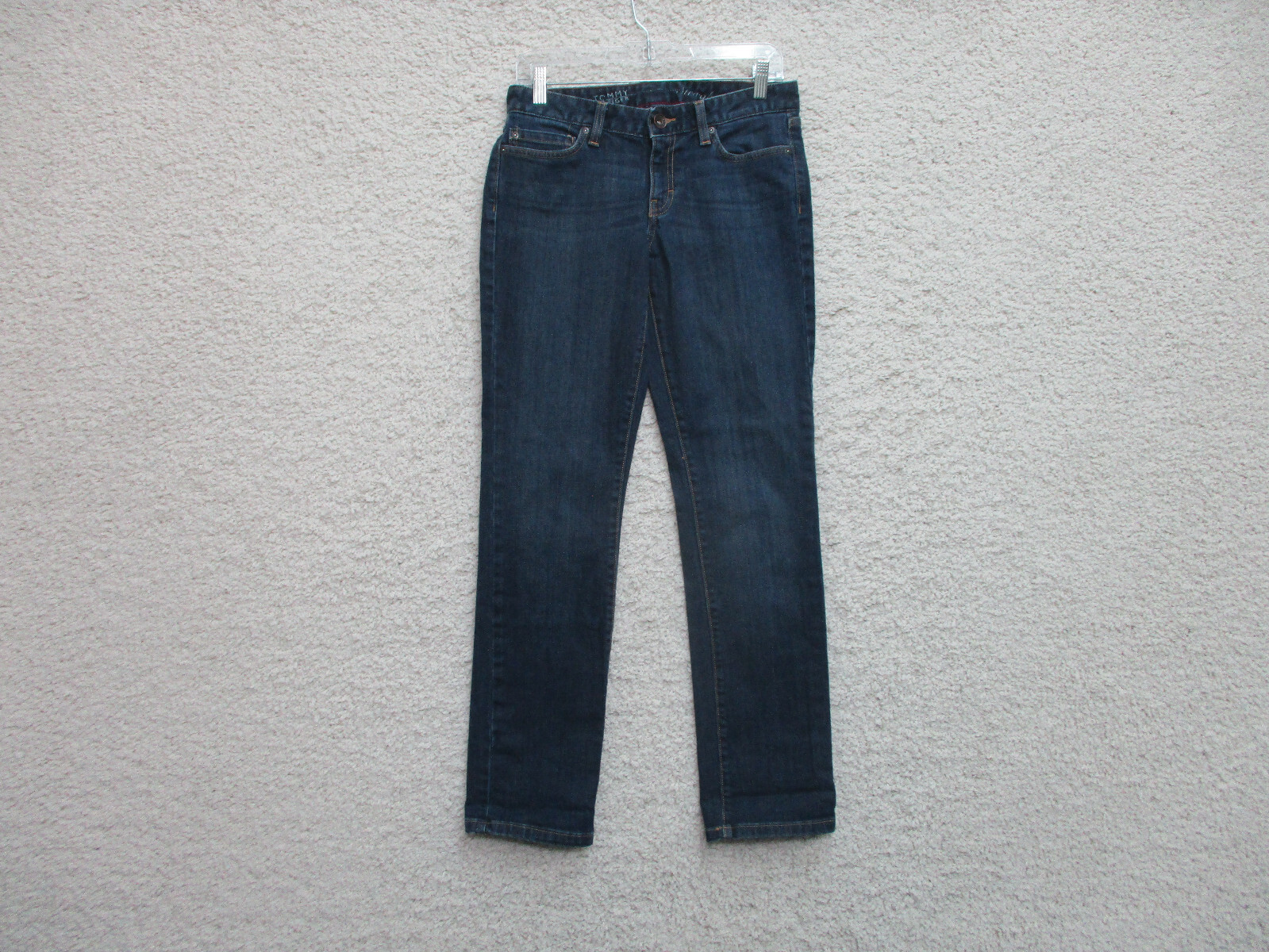 Tommy Hilfiger Womens Slim Straight Dark Wash Blue Jeans Regular Fit G8