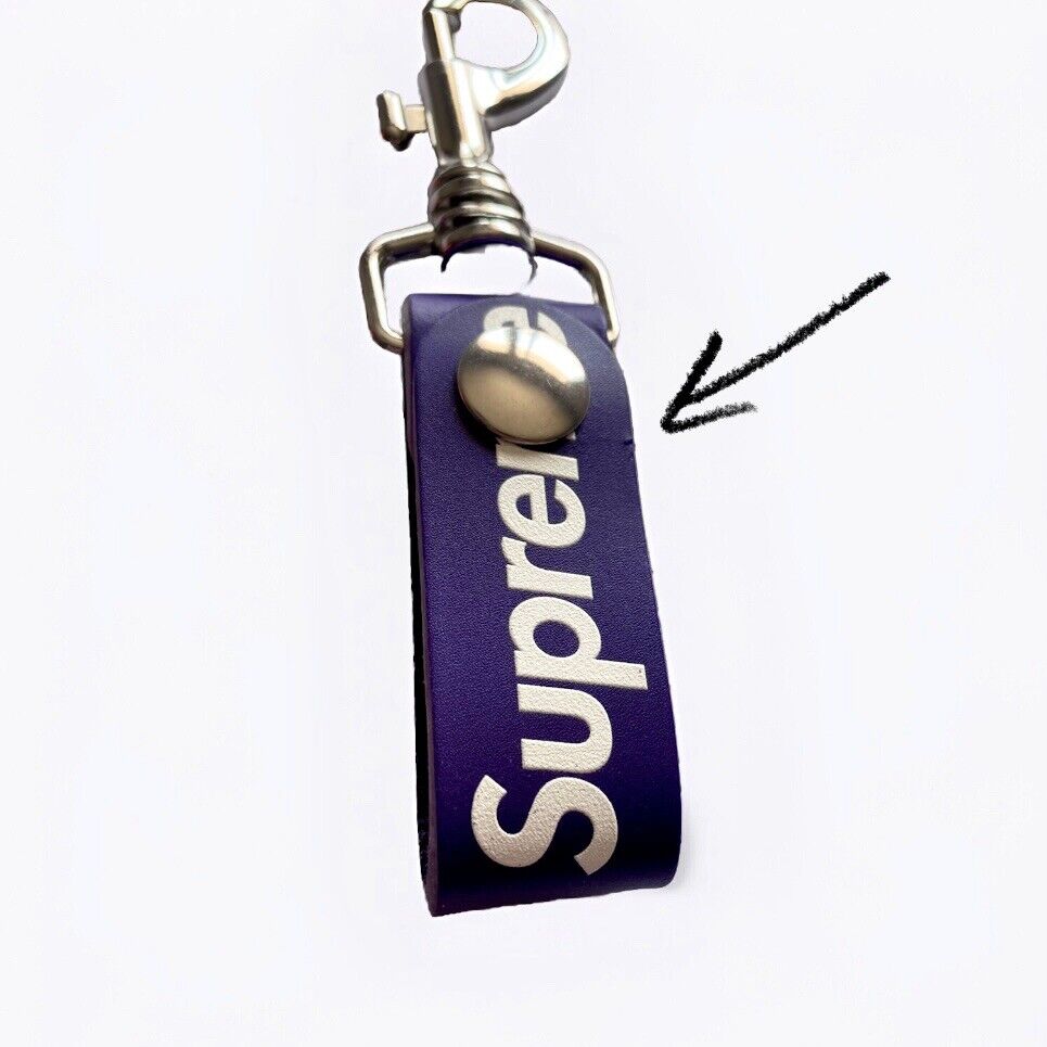 Supreme SS21 Purple Leather Key Loop Box Logo Keychain NEW Supreme SS21 Purple Leather Key Loop Box Logo Keychain NEW