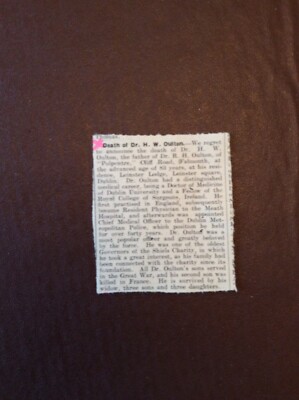 A2v Ephemera 1934 Falmouth News Der verstorbene Dr. H W Oulton Polpentre