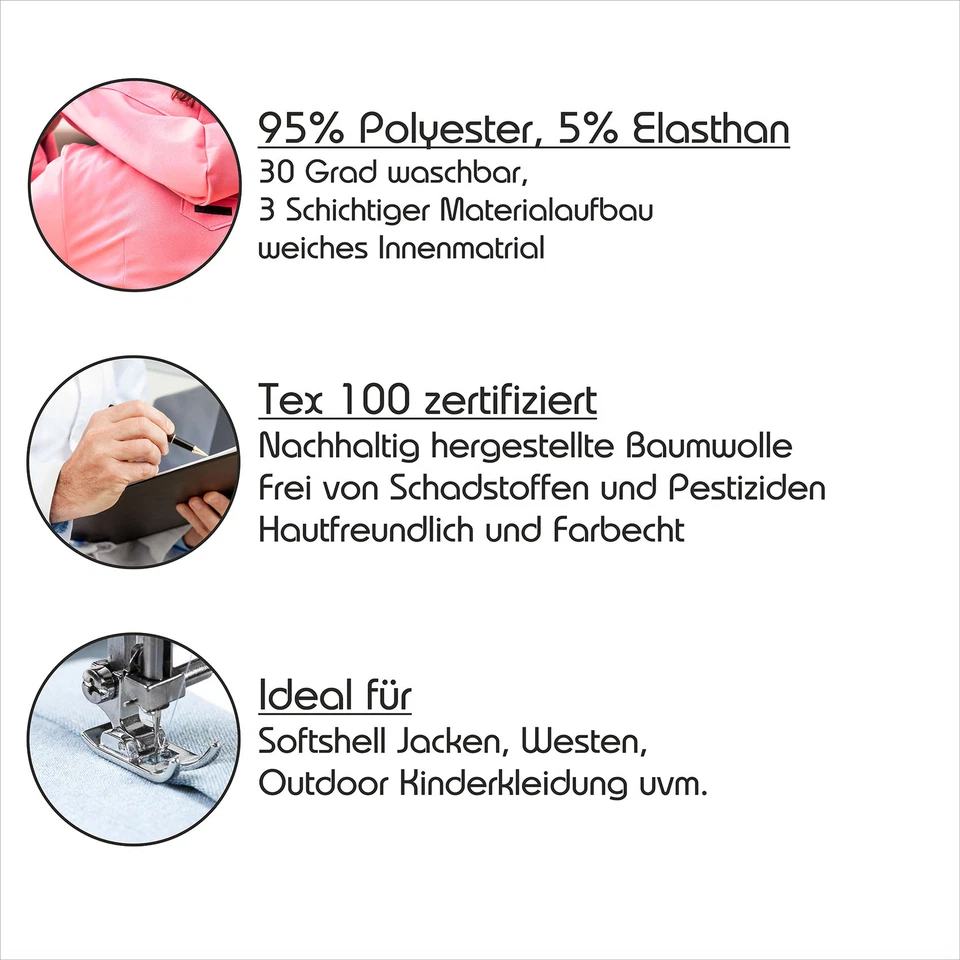 Softshell Meterware 3-Schichten Nano Stoff mit Elasthan Wind-und wasserabweisend - Bild 4 von 4