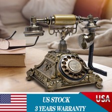 Antique Vintage Handset Old Telephone European Style Rotary Dial Phone Decor New
