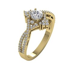 VS1 F 0.90 Ct Lab Grown Round Diamond Solitaire Engagement Ring 14K Yellow Gold