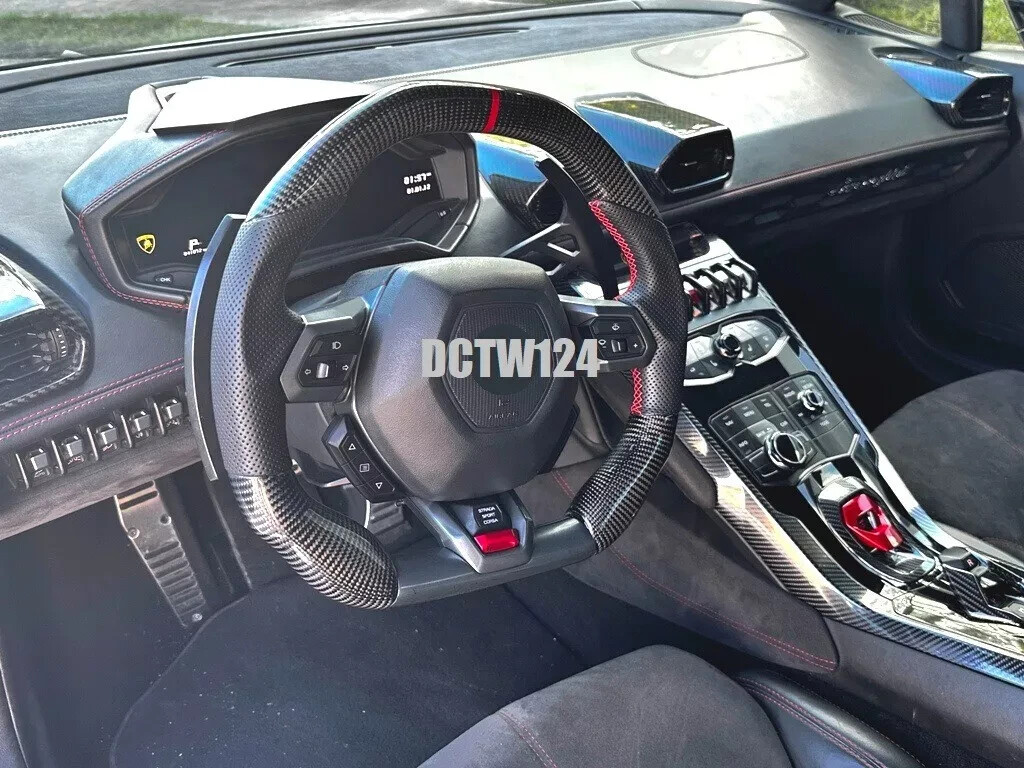 Real Carbon steering wheel Lamborghini Huracan model Orange Ring and Stitching