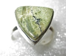 RARITÄT ECHTER NATUR Grüner Opal Katzenauge RING 925 Silber Gr20 *18x17mm*