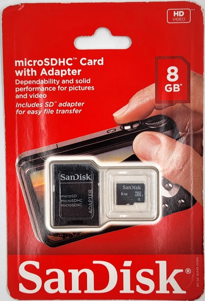 SanDisk MicroSDHC Card with Adapter 8gb SD Card Camera Video Dash Cam Lot of 2 - Image 3 of 4