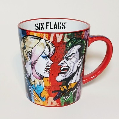 Harley Quinn DC Comics The Joker Six Flags Ceramic Mug Love Hate Suicide Squad