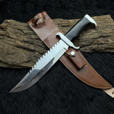 Handgefertigtes Rambo Bowie Messer Replik D2 Stahl Klinge Griff Bullhorn Griff