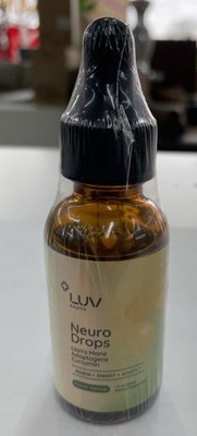 LUV Health NEURO DROPS Lions Mane Adaptogens Curcumin Peach Nectar 1oz