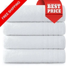 White Bath Towels - 2 Pack | 30"x60", 600 GSM Towels for Bathroom Ultra Plush