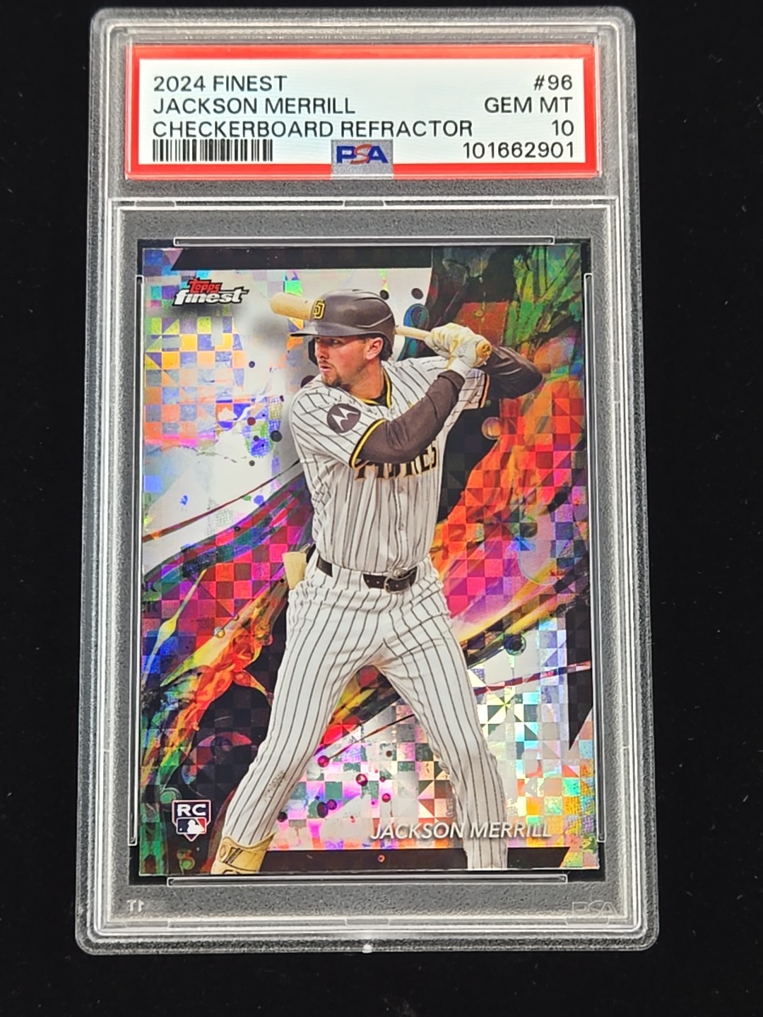 2024 Topps Finest #96 Jackson Merrill Checkerboard Refractor PSA 10 GEM MINT