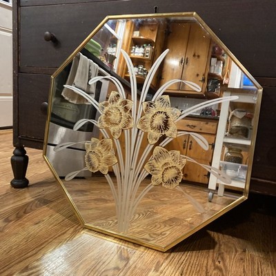 イギリスリージェンシー様式の鏡 Vintage Etched Floral Mirror Windsor Modern Deco Design Windsor