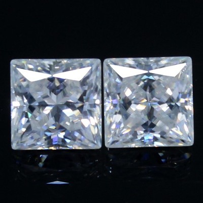 Natural 2.40 Ct Certified DE Color VVS1 Excellent 6.00 MM Princess Pair Diamond