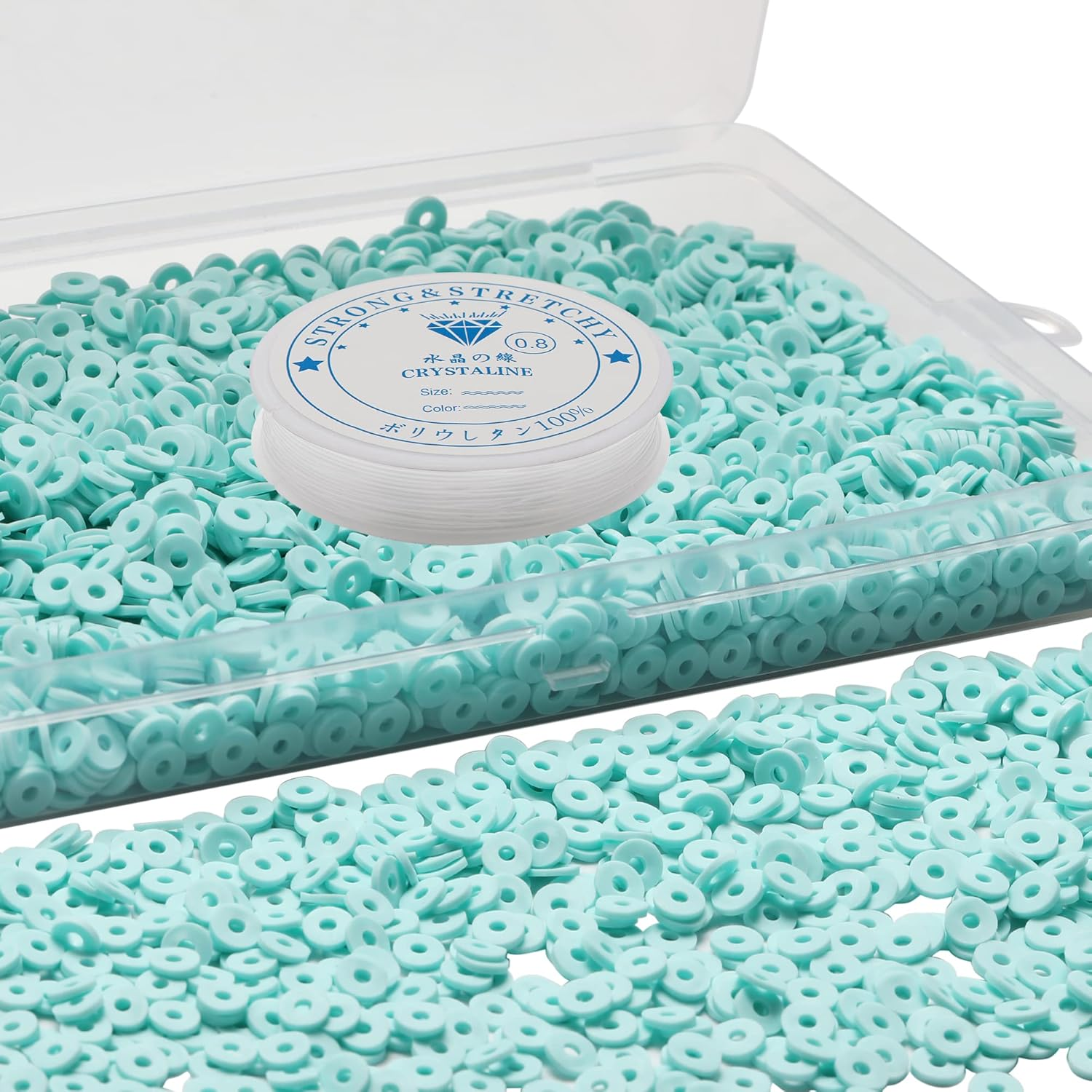 4000 Pcs Cyan Polymer Clay Spacer Beads for DIY Bracelet Making