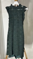 ZARA High Neck Pencil Dress In Crochet Lace green  Size S
