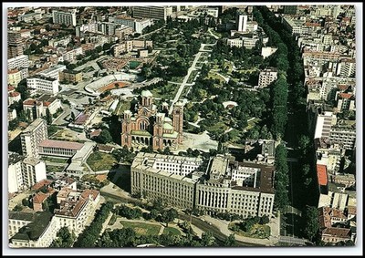 VINTAGE 1976 Beograd Yugoslavia Aerial Cathedral St Sava Park City View ... K012