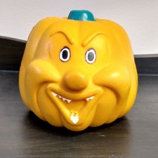 VTG Russ Halloween Anthropomorphic Foam Pumpkin Crazy Face Jack O Lantern