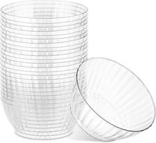 30 Pack Crystal Like Clear Disposable Plastic Plates Dinner Dishes 6 ounce Bowls
