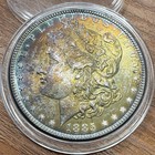 1885-P Morgan Silver Dollar • Stunning Rainbow Toning • UNC • Collector Coin A1 — photo 1