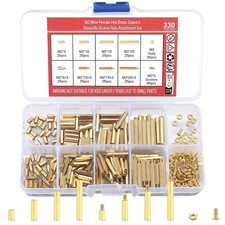330 Pcs M2 Male Female Hex Brass Spacer Standoff Screw Nuts, Gold Threaded