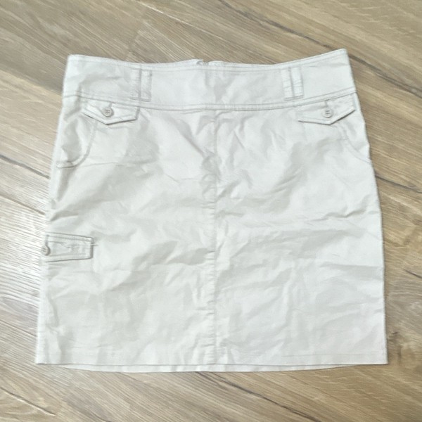 R.M. Williams Womens Size 14 Beige Cotton Elastane Canvas Cargo Mini Skirt