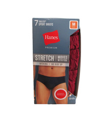 New Men's Hanes Premium 7 Tagless No Ride Up Stretch Sports Briefs M 32-34