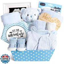 iAOVUEBY Baby Boy Gifts, Baby Shower Gifts - Newborn Bear Toys Rattle Blanket